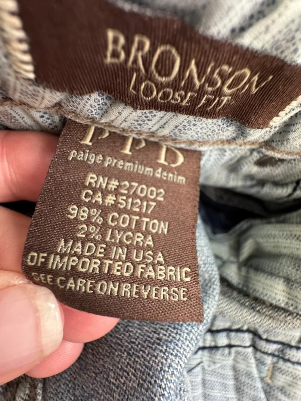 Paige Premium Denim Bronson Loose Fit Jeans Mens 33 Meridian Blue Office Casual
